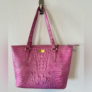Brahmin Pink Crocodile Embossed Tote Bag